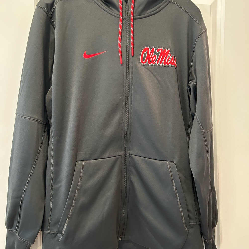 Ole Miss Nike Therma-Fit Gray Full Zip Hoodie, Men’s M